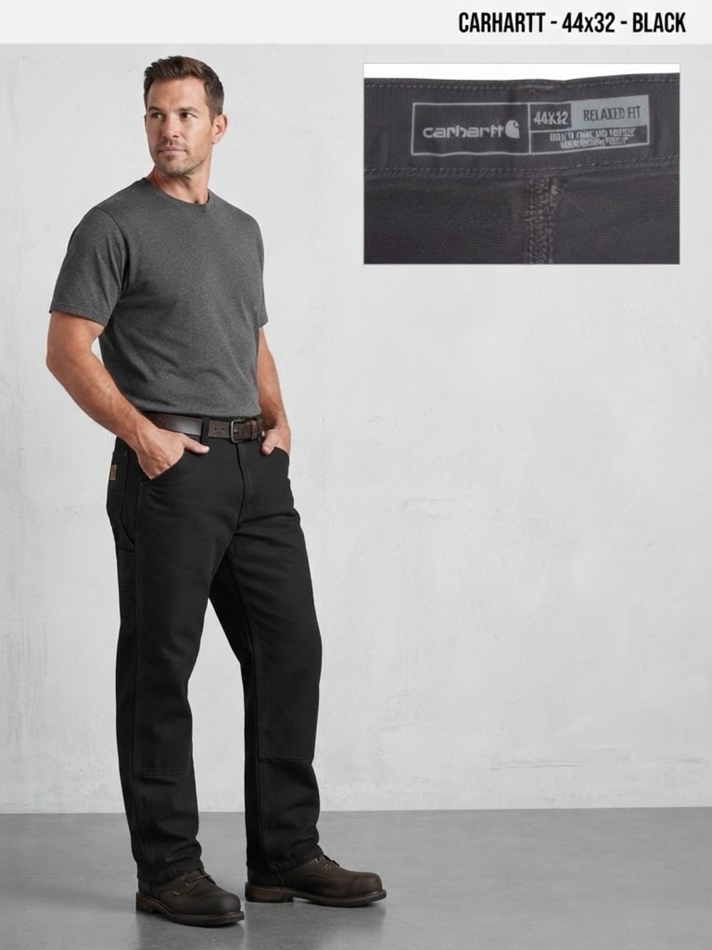 Carhartt Rugged Flex Relaxed Fit Canvas Work Pants Black 44x32 102291 Utility